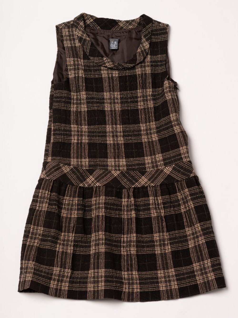 Zara Kids Size 7-8 Brown Plaid Sleeveless Dress